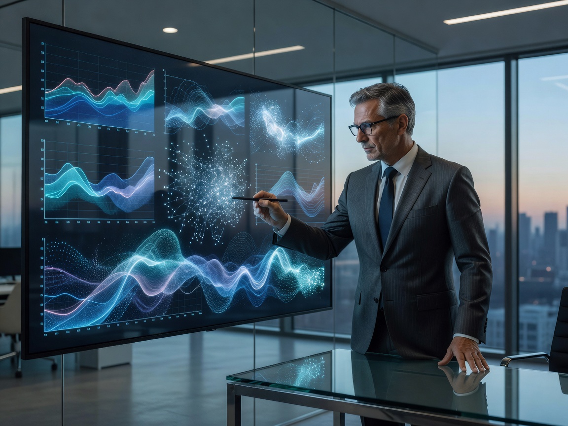 Executive leader examining AI biometric and neural telemetry data