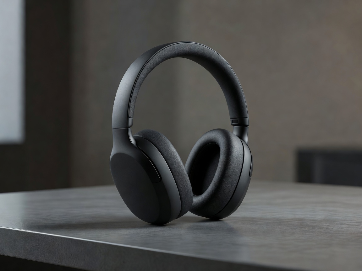 Luxury matte black wireless noise-canceling headphones for deep focus work